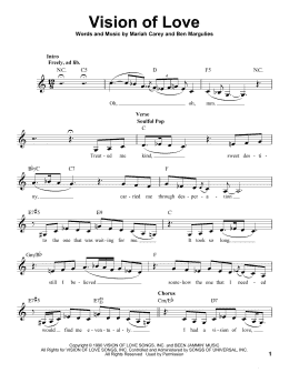 page one of Vision Of Love (Pro Vocal)