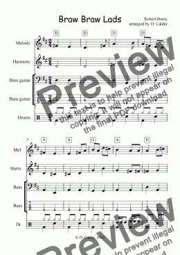 page one of BRAW BRAW LADS -  a multi-instrumental arrangement
