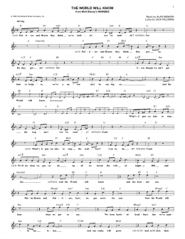 page one of The World Will Know (Lead Sheet / Fake Book)