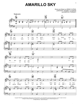 page one of Amarillo Sky (Piano, Vocal & Guitar Chords (Right-Hand Melody))