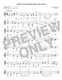 page one of It Wasn't God Who Made Honky Tonk Angels (Easy Lead Sheet / Fake Book)