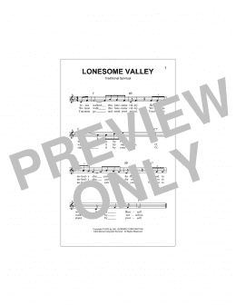 page one of Lonesome Valley (Lead Sheet / Fake Book)