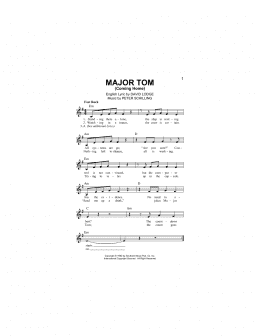 page one of Major Tom (Coming Home) (Lead Sheet / Fake Book)