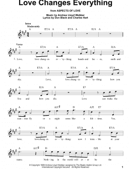 page one of Love Changes Everything (from Aspects Of Love) (Pro Vocal)