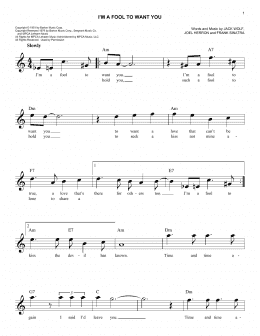 page one of I'm A Fool To Want You (Easy Lead Sheet / Fake Book)