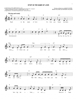 page one of Stop! In The Name Of Love (Easy Lead Sheet / Fake Book)