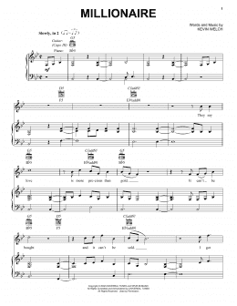 page one of Millionaire (Piano, Vocal & Guitar Chords (Right-Hand Melody))