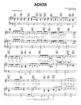 page one of Adios (Piano, Vocal & Guitar Chords (Right-Hand Melody))