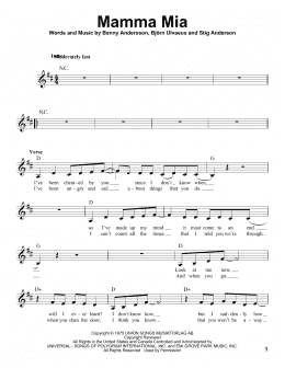 page one of Mamma Mia (Pro Vocal)