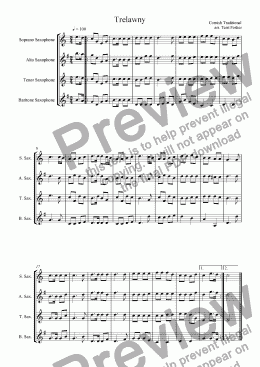 page one of Trelawny - Saxophone Quartet (SATB)