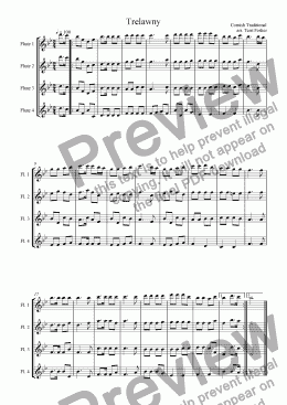 page one of Trelawny - Flute Quartet