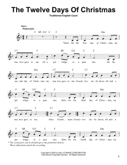 page one of The Twelve Days Of Christmas (Pro Vocal)