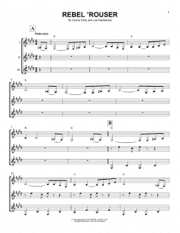 page one of Rebel 'Rouser (Guitar Ensemble)