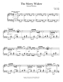 page one of The Merry Widow, Selected Melodies (Piano Solo)