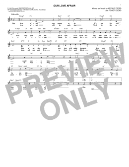 page one of Our Love Affair (Lead Sheet / Fake Book)