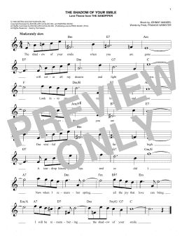 page one of The Shadow Of Your Smile (Easy Lead Sheet / Fake Book)
