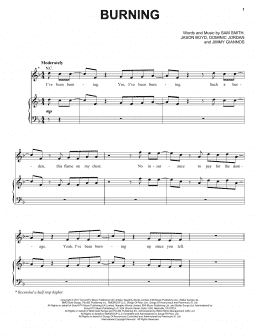 page one of Burning (Piano, Vocal & Guitar Chords (Right-Hand Melody))