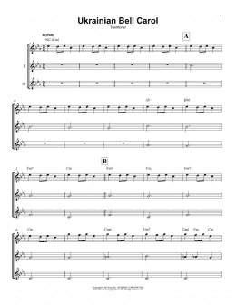 page one of Ukrainian Bell Carol (Ukulele Ensemble)