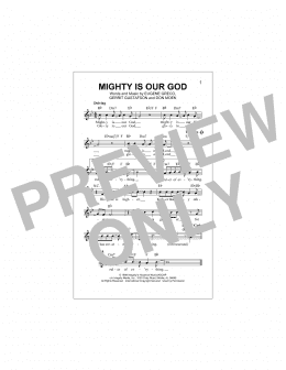 page one of Mighty Is Our God (Lead Sheet / Fake Book)