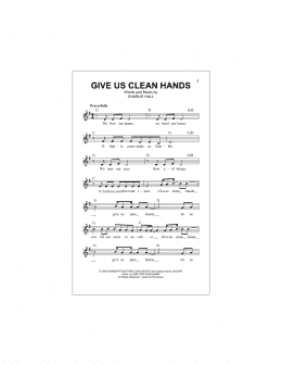 page one of Give Us Clean Hands (Lead Sheet / Fake Book)