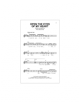 page one of Open The Eyes Of My Heart (Lead Sheet / Fake Book)