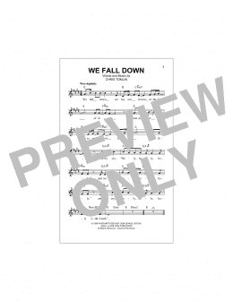 page one of We Fall Down (Lead Sheet / Fake Book)