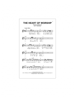 page one of The Heart Of Worship (When The Music Fades) (Lead Sheet / Fake Book)