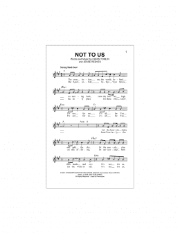 page one of Not To Us (Lead Sheet / Fake Book)
