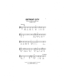 page one of Detroit City (Lead Sheet / Fake Book)
