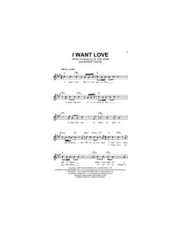 page one of I Want Love (Lead Sheet / Fake Book)