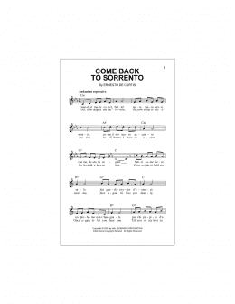 page one of Come Back To Sorrento (Lead Sheet / Fake Book)