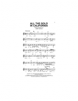 page one of All The Gold In California (Lead Sheet / Fake Book)