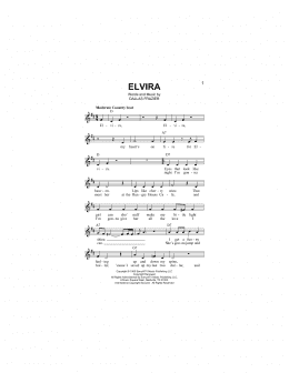page one of Elvira (Lead Sheet / Fake Book)
