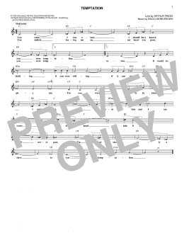 page one of Temptation (Lead Sheet / Fake Book)