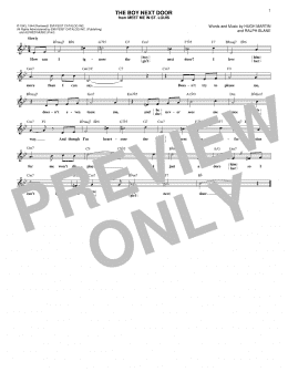 page one of The Boy Next Door (Lead Sheet / Fake Book)