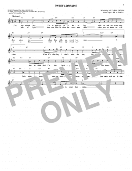 page one of Sweet Lorraine (Lead Sheet / Fake Book)