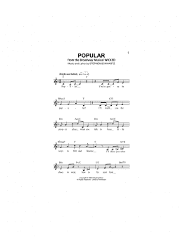page one of Popular (from Wicked) (Lead Sheet / Fake Book)