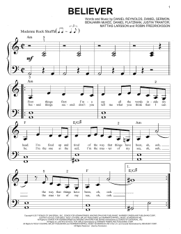 page one of Believer (Big Note Piano)