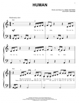 page one of Human (Big Note Piano)