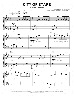 page one of City Of Stars (Big Note Piano)