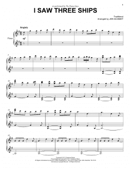 page one of I Saw Three Ships (Piano Solo)