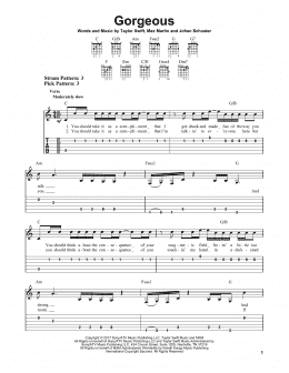 page one of Gorgeous (Easy Guitar Tab)