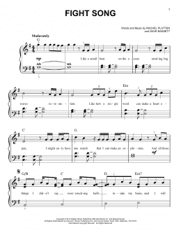 page one of Fight Song (Easy Piano)