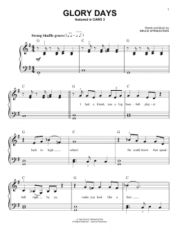 page one of Glory Days (Easy Piano)