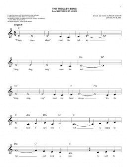 page one of The Trolley Song (Easy Lead Sheet / Fake Book)