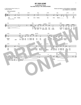 page one of My Own Home (Jungle Book Theme) (Lead Sheet / Fake Book)