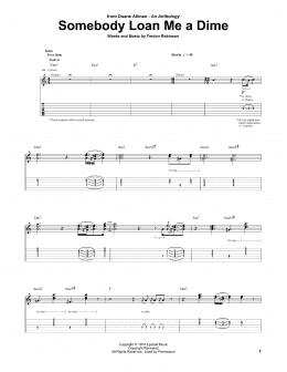 page one of Somebody Loan Me A Dime (Guitar Tab)