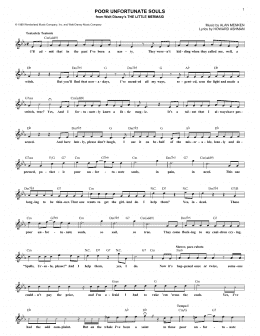page one of Poor Unfortunate Souls (from The Little Mermaid) (Lead Sheet / Fake Book)