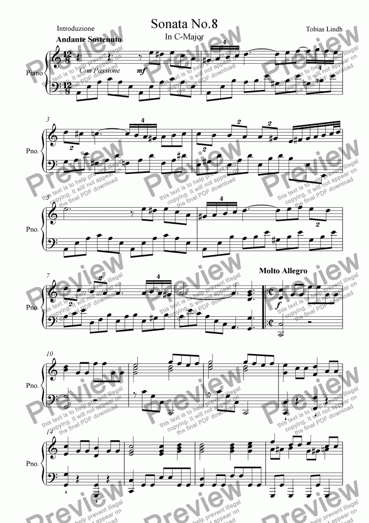 page one of Sonata No.8