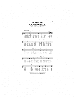 page one of Wabash Cannonball (Lead Sheet / Fake Book)